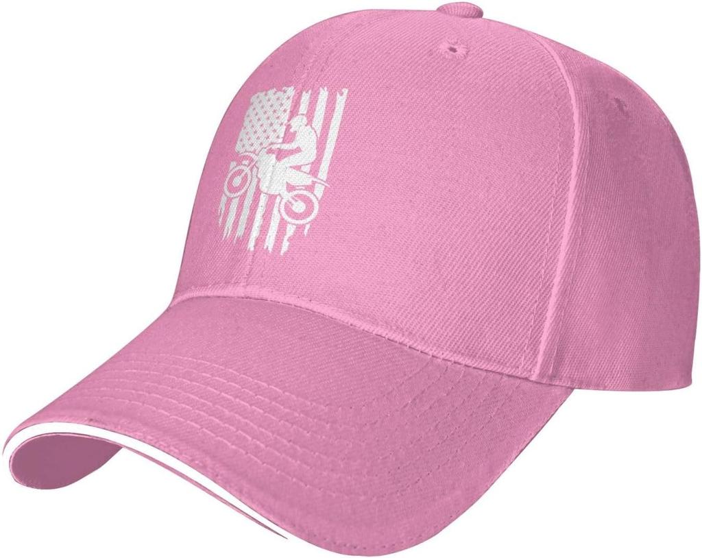 Motocross American Flag Distressed Baseball Cap Polyester Casual Trucker Hat Adult Unisex Sun Protection