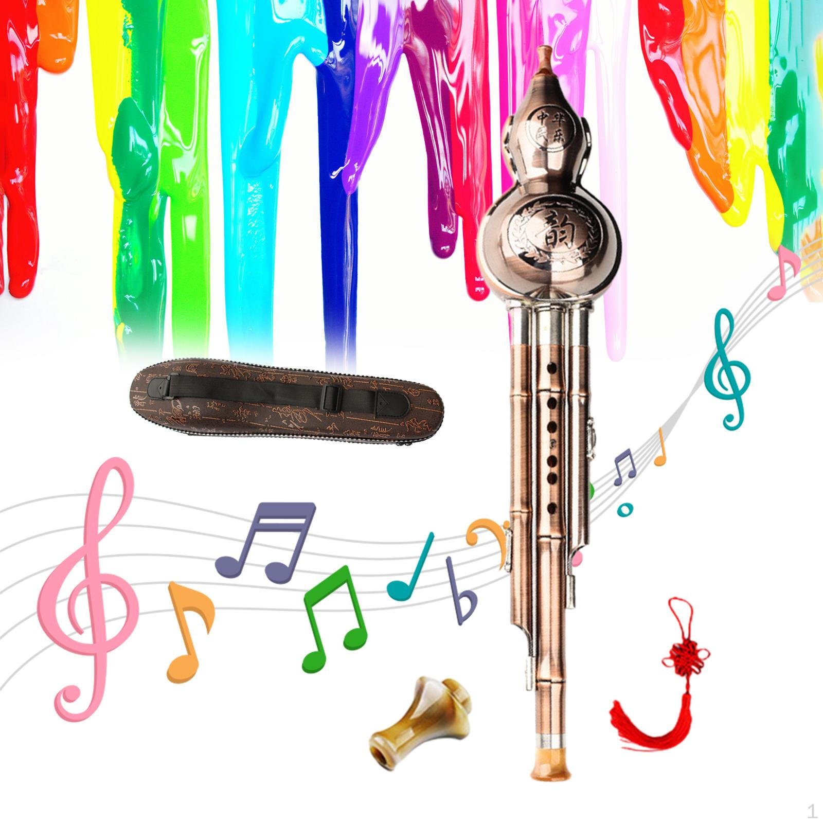 

Флейта Хулуси, китайский народный инструмент с футляром, мундштуком, музыкальной тыквой с узлом Copper B Key Adult