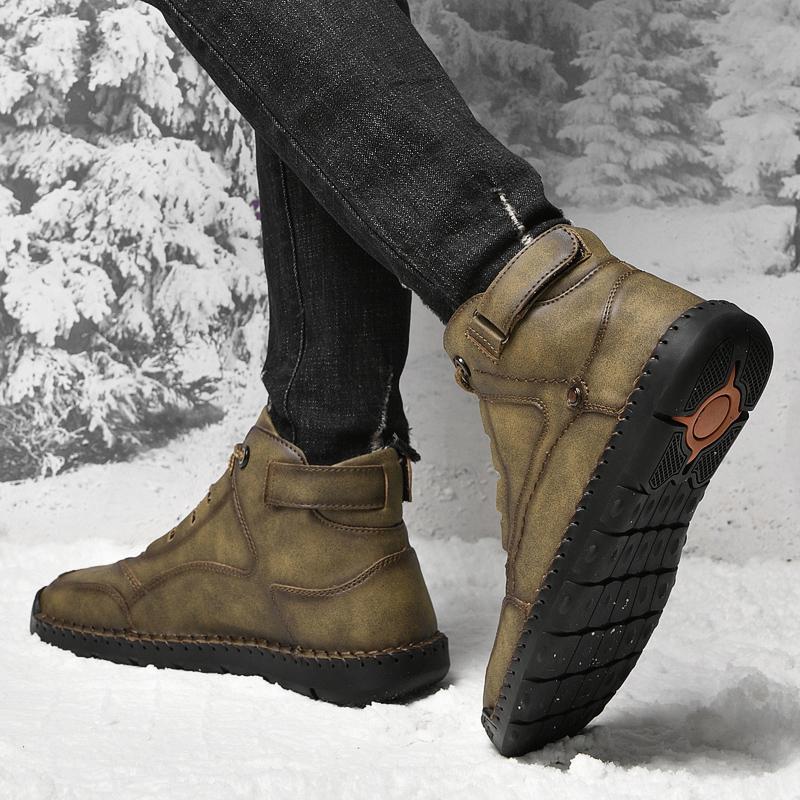 New Men's Outdoor Casual Shoes 2024 High Quality Running Shoes Handmade Leather Sneakers Comfort Breathable Winter Warm Boots
