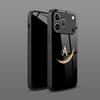 Trendy Moon Letter A Pattern Tempered Glass Black Phone Case For iPhone 11 12 13 14 15 16 17 Pro Max 17 Air 7 8 Plus XS X Cover