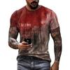 Men Halloween T-shirt Spooky Crew Neck Short Sleeve Tee Blood Stain Print T-shirt for Halloween Dress-up Horror Themed Party
