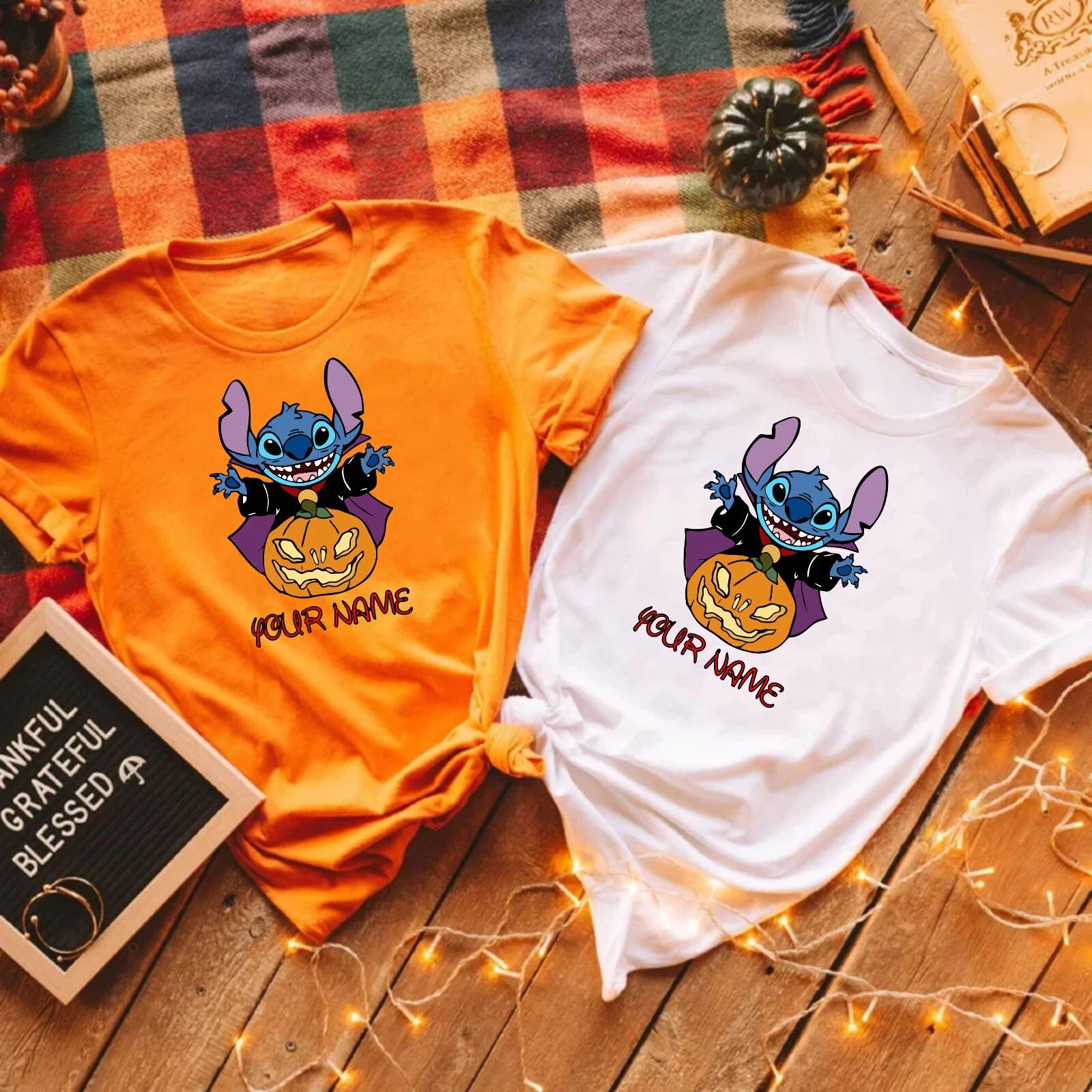 Personalised Stitch Halloween, Disney Stitch Shirt, Stitch Cartoon Tee Top 4XL