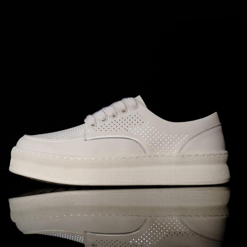 Fashion New Men's Comfort All Match Lace Up Thick-soled Height Increasing Causal Shoes Male Fashion Flats Moccasins Walking Sneakers