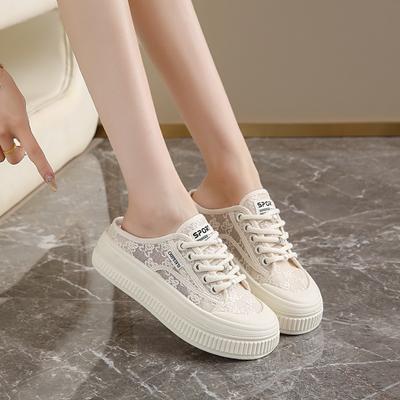 Half-drag Espadrilles New Summer with Skirt Inner Height Increase Thick Baseplate Shoe Size