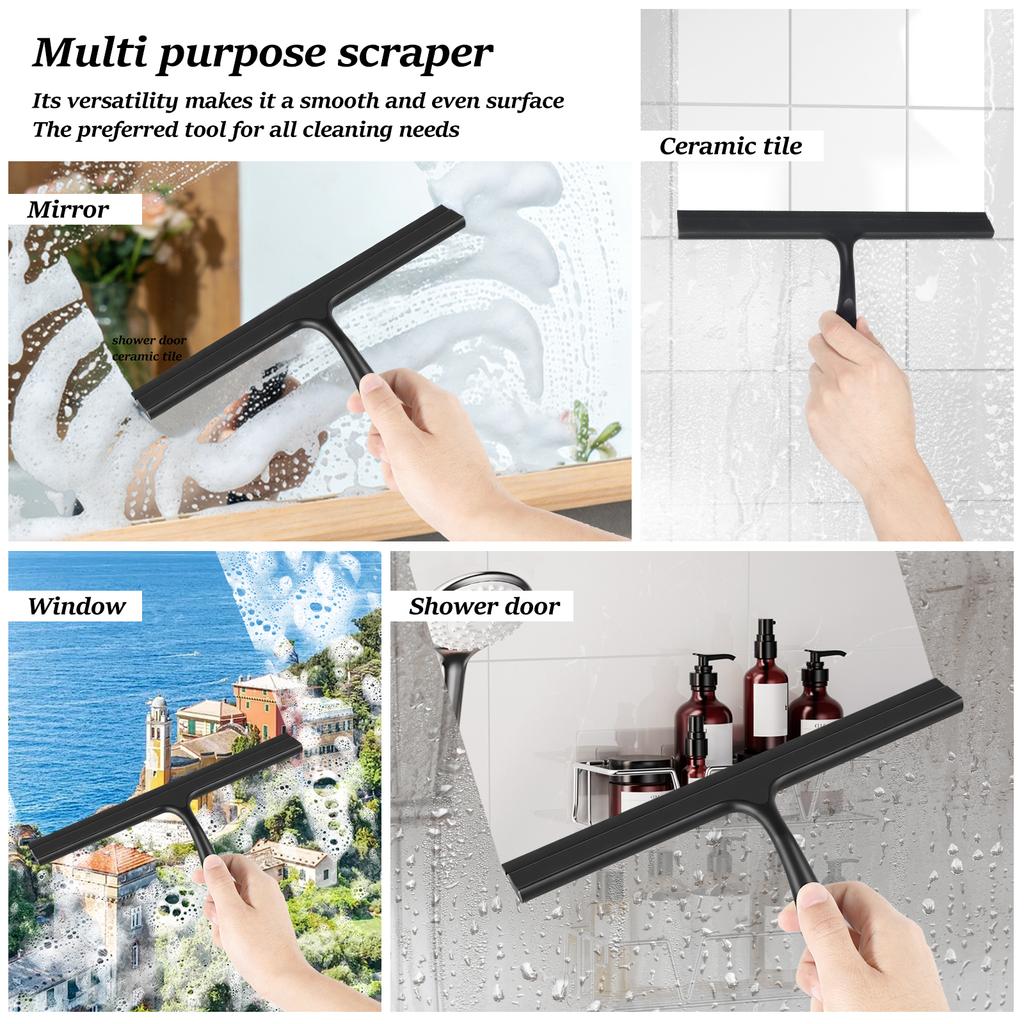 Glass Cleaning Squeegee Window Wiper Window Cleaning Tool Rubber Blade for Bathroom Shower Home Car Dining Table Glass Cleaning