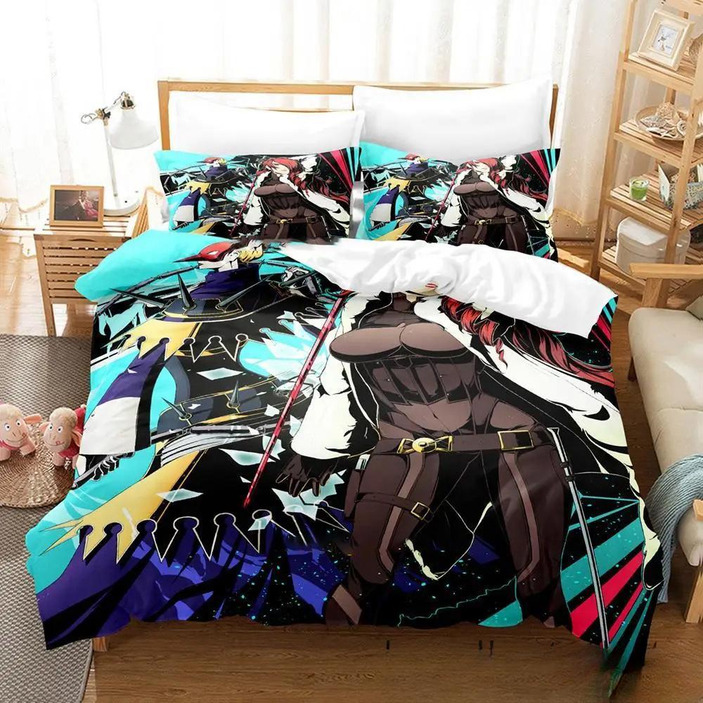 3D Print Anime Game P4 Persona 4 Bedding Set,Duvet Cover Bed Set Quilt Cover Pillowcase,King Queen Twin Size Boys Girls Adults