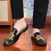Fashion Trend New Men's Half Slippers Embroidery Patent Leather Shoes Male Casual Mules Moccasins Breathable Loafers Zapatos Hombre