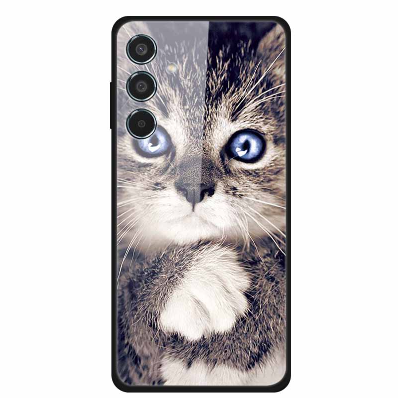 Glass Back Cover For Samsung Galaxy S24 FE Case S24FE Hard Tempered Glass Case For Samsung Galaxy M55 A16 Phone Case Soft Bumper
