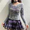 Crop Top Women Vintage Grunge Graphic Print Slim Fit Fairy Tees Tops Retro Aesthetic Long Sleeve Female T Shirt Streetwear