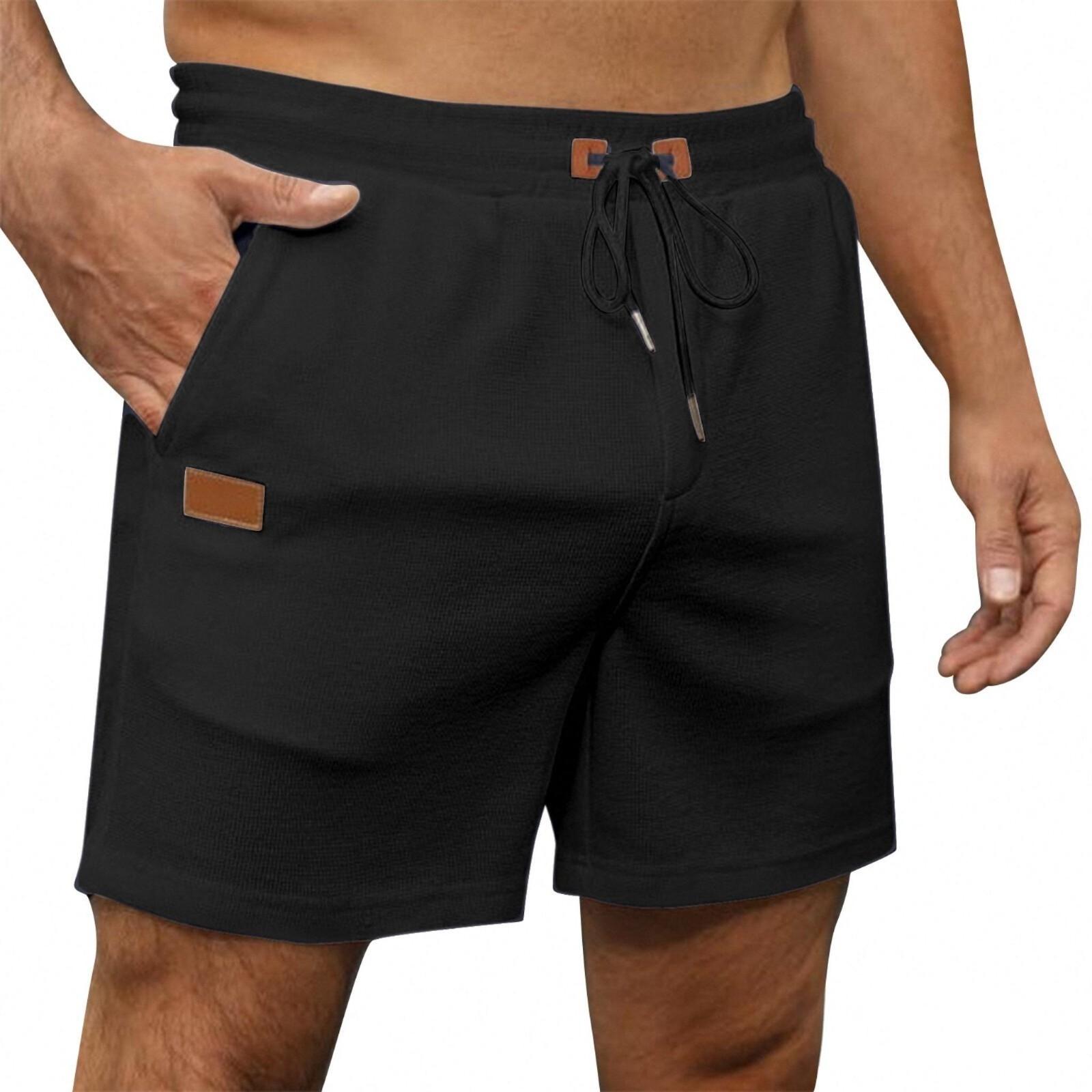 

Men s Quick-Dry Swim Trunks with Drawstring and Pockets, Comfortable Beachwear for Swimming and Surfing, Navy Blue L чёрный