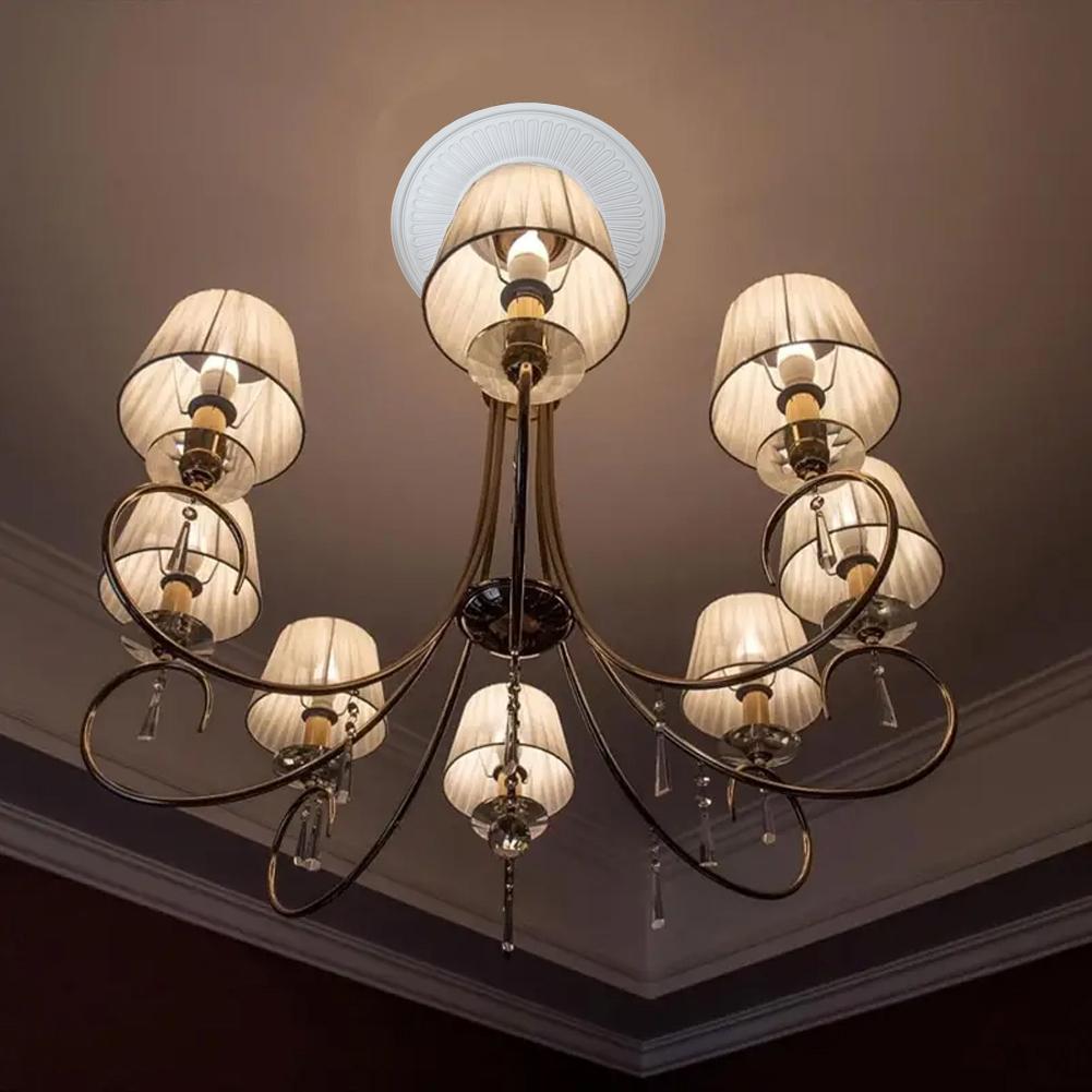 Home Round Medallion PU Decorative Ceiling Fan Light Fixtures Covers Plate Home Improvement Building Hardware