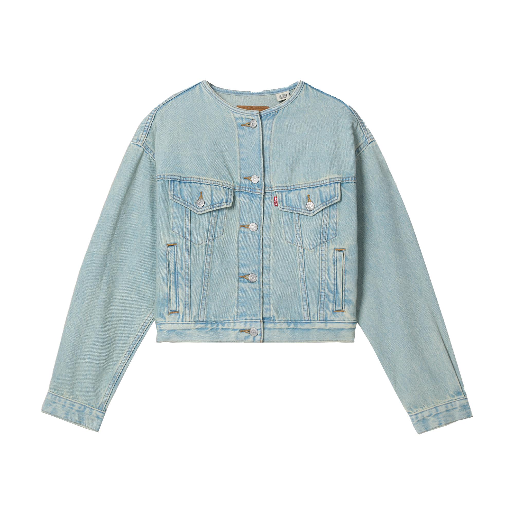 Levis Свободная Короткая Повседневный Стиль Простой Дизайн Уличная Мода Джинсовая Куртка Унисекс куртки 006EZ-0002 XS