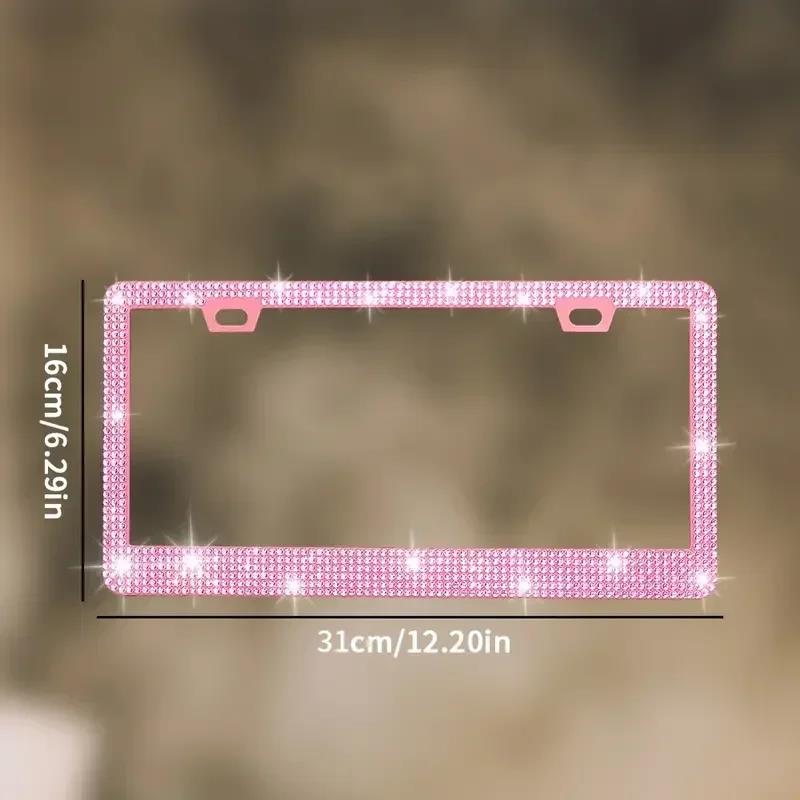 NEW Bling Crystal Car License Plate Frame Women Rhinestone License Plate Frame Cover Holder Car Accessories with Screw 31*16cm License Plate Covers