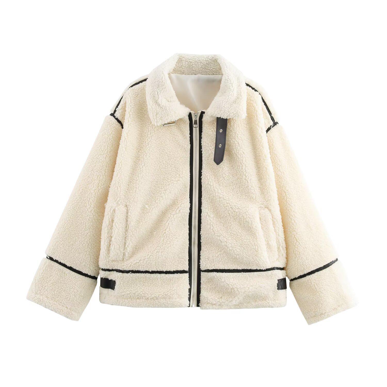 

2024 Women s Warm Lambswool Faux Fur Biker Jacket Extra Small