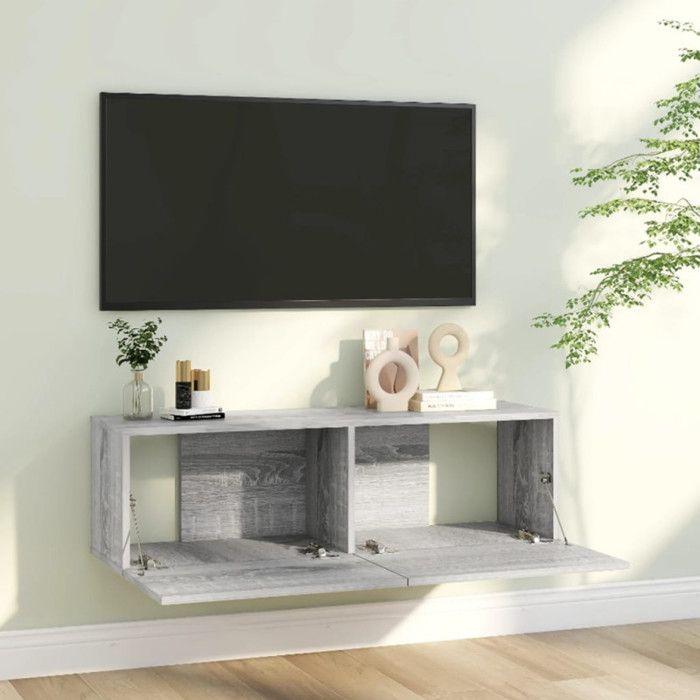VidaXL Wall-mounted TV Cabinet Sonoma Grey 100x30x30 Cm Engineered Wood 815097