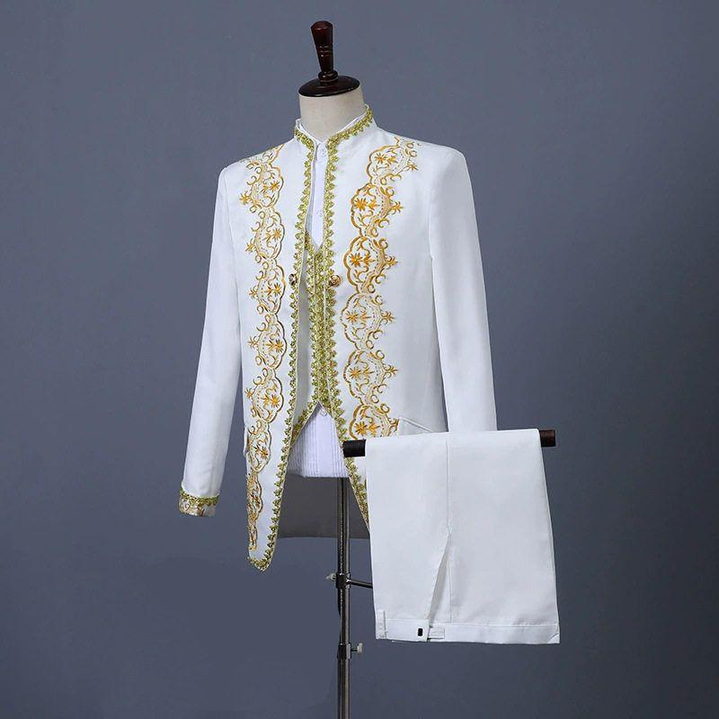 European Court Performance Wear Men's Clothing European-Style Gold-Inlaid Men's Formal Dress Set Slim fit Chorus Clothing Court Dress