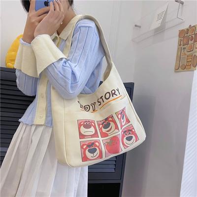 Large Capacity Canvas Bag New Shoulder Bag Stylish and Simple Printed Handbag