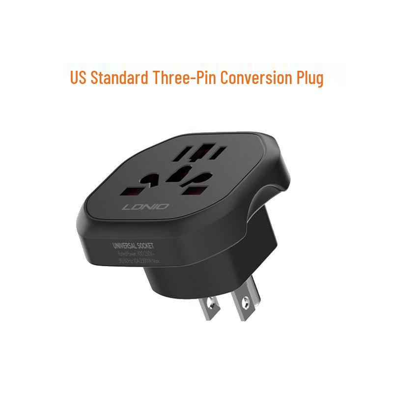 LDNIO Universal 3-Pin Power Adapter Plug AC250V, 10A, 2500W for UK, EU, and US.