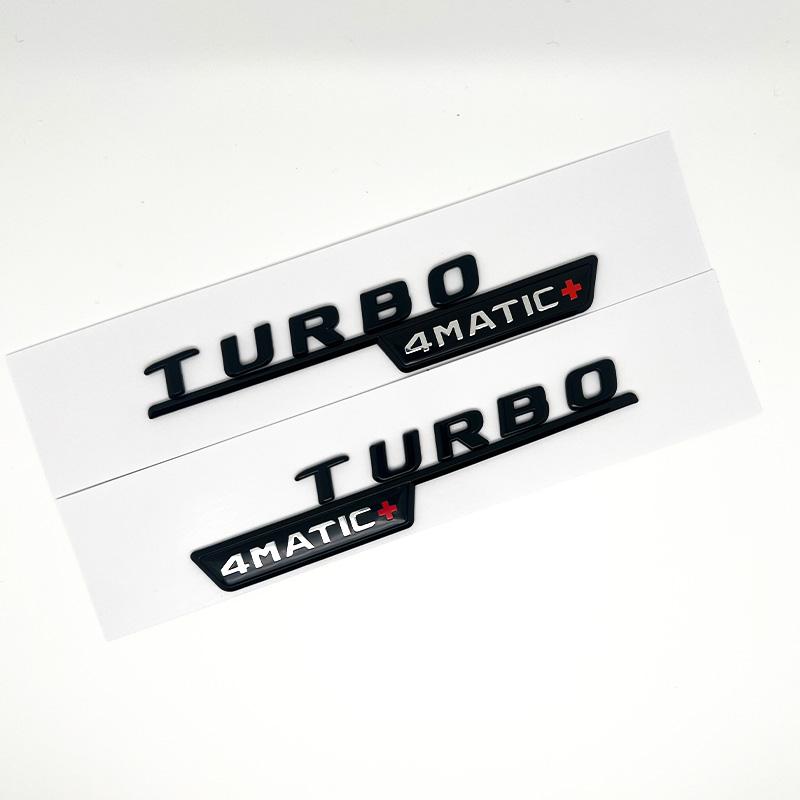 3D ABS Glossy Black Car Fender Badge Turbo 4MATIC Sticker Rear Trunk AMG Emblem A45 Logo For Mercedes Benz A 45 AMG W176 W177