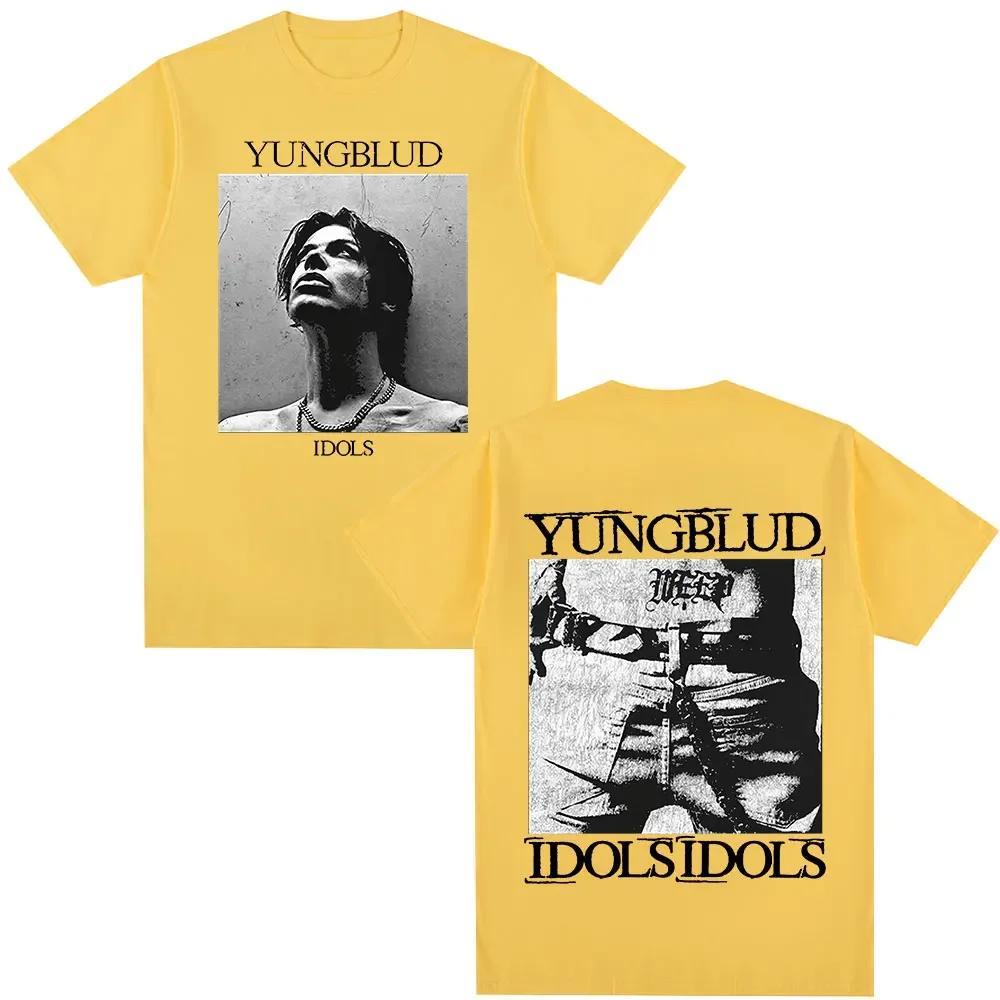 Singer Yungblud Idols Album Tour T Shirt Unisexs Wounisex Clothing Hip Hop Short Sleeve Tshirts Oversized Casual Cotton Tshirt Blac