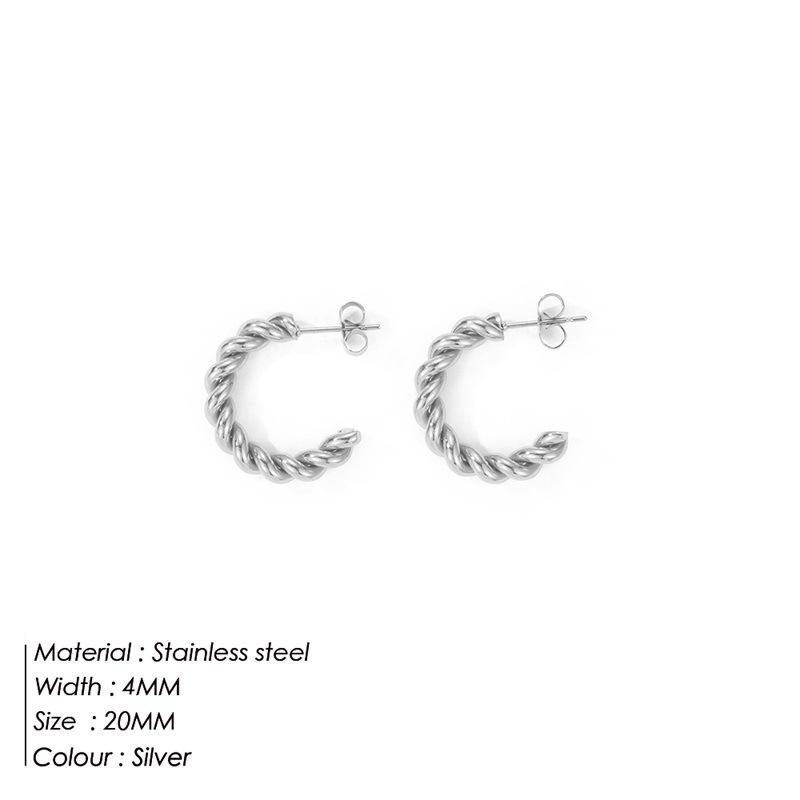 

18K gold-plated alloy, hypoallergenic steel needle Twisted rope design, minimalist versatile Waterproof, fade-resistant, great for daily office wear