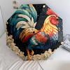 Tiger and Rooster  pattern, automatic folding umbrella, portable and foldable design, 8 ribs, a Christmas or birthday gift.