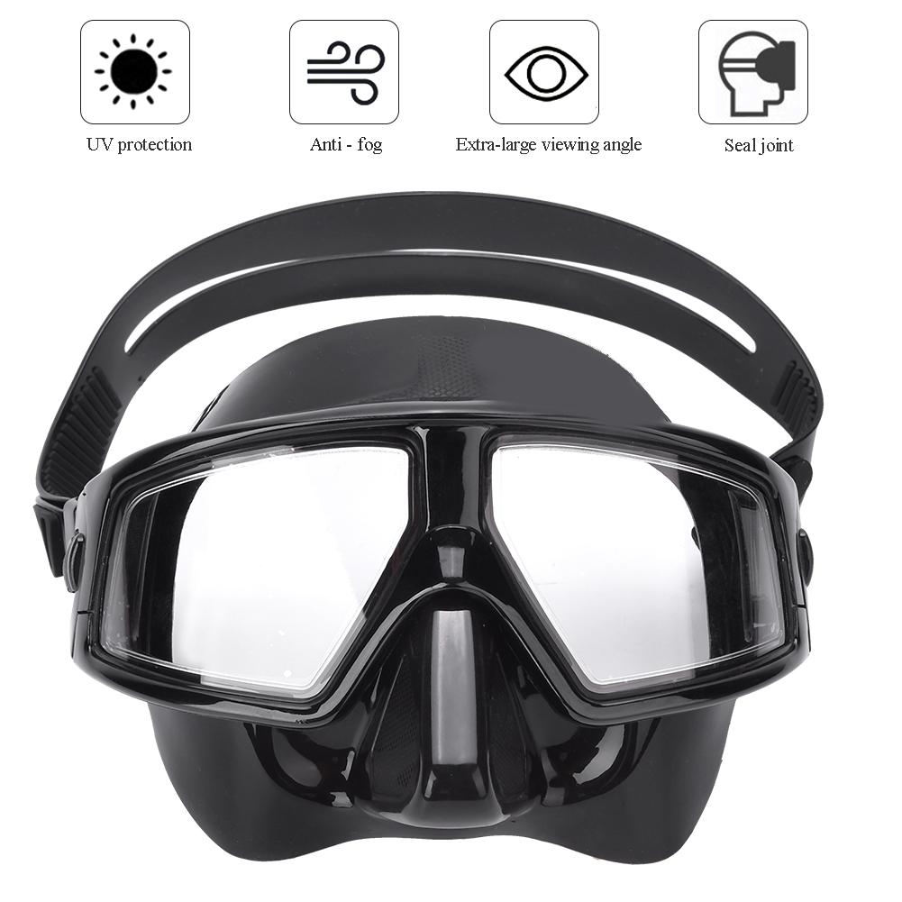 Professional Free Diving Anti Fog Large View Low Volume Dive Mask Goggles for Adults Men Women(black )