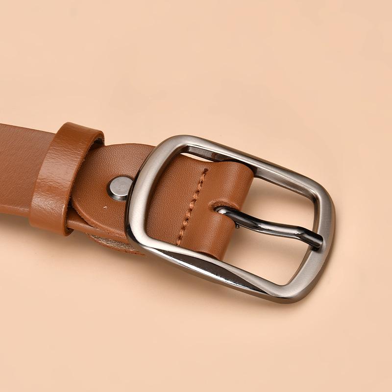 New Two-layer Leather Women's Pin Buckle Belt Casual and Versatile Retro Leather Belt Women's Japanese Buckle Jeans Belt