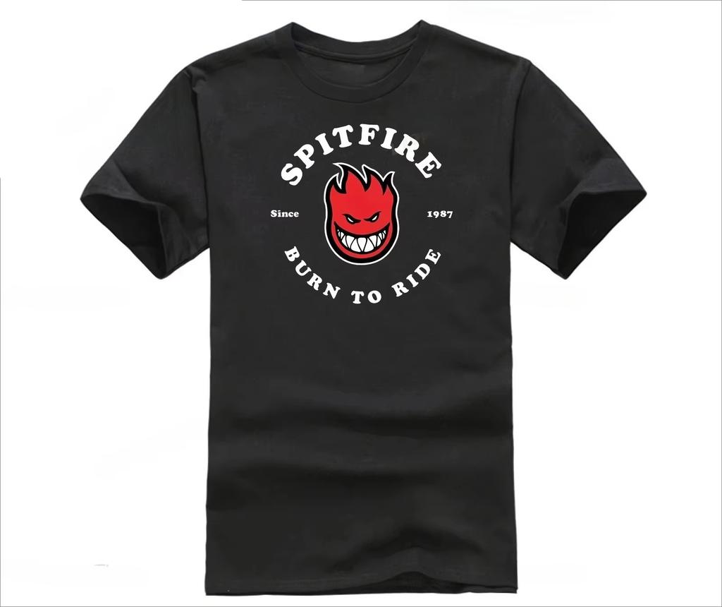 Summer Clothes Spitfireer Skateboard Logo Fashion Street Trend Casual Harajuku Unisex Short Sleeved Men Oversized T-shirt Tops