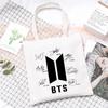 Korean Style Printed Canvas Tote Bag for Women Men Large Capacity Commuter Shoulder Handbag Fashionable Daily Outing Purse KTB