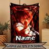 Custom Name Personalized Makima Chainsaw Man Print Blanket, Home Decor, Bedroom, Sofa, Camping, Couch, Gifts for Birthday Christmas