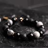 Rogue Handsome Volcanic Obsidian Bracelet: Trendy Adjustable Retro Jewelry for Men & Women.
