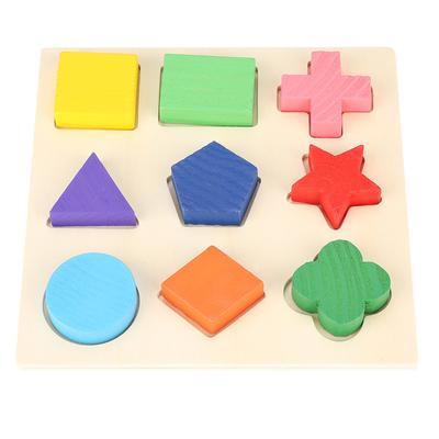 Funny Children Wooden Geometry Shape Wooden Puzzle Stacking Building Block Early Learning Toy