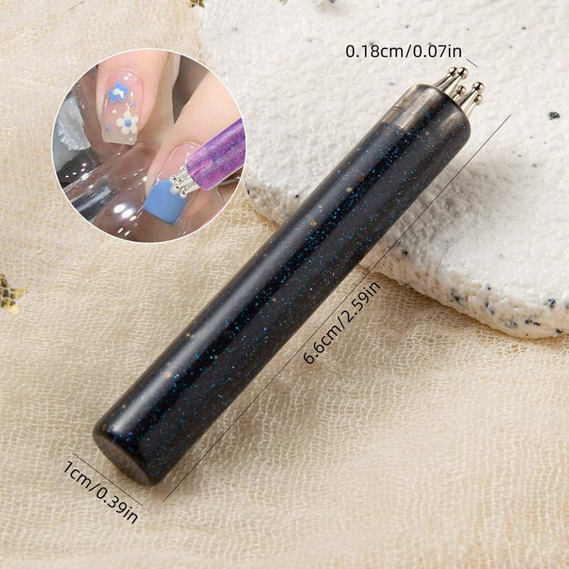 

5 Petal Flower Nail Dotting Pen, One Stroke Flower Design Tool, Acrylic Handle Dotting Tool For Diy Nail Art, Easy Nail Painting