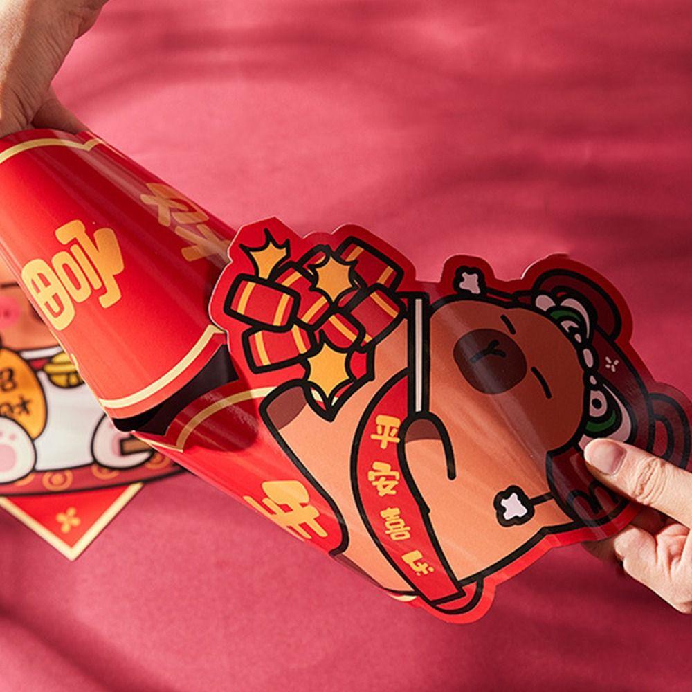 Traditional Cartoon Capybara Couplet Snake Year Door Couplets  Spring Festival Decorations