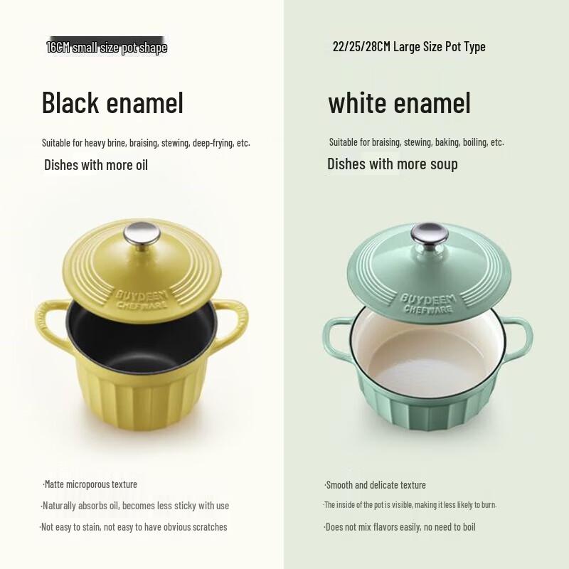 Buydeem 22cm Enamel Cast Iron Pot with Thawing Plate