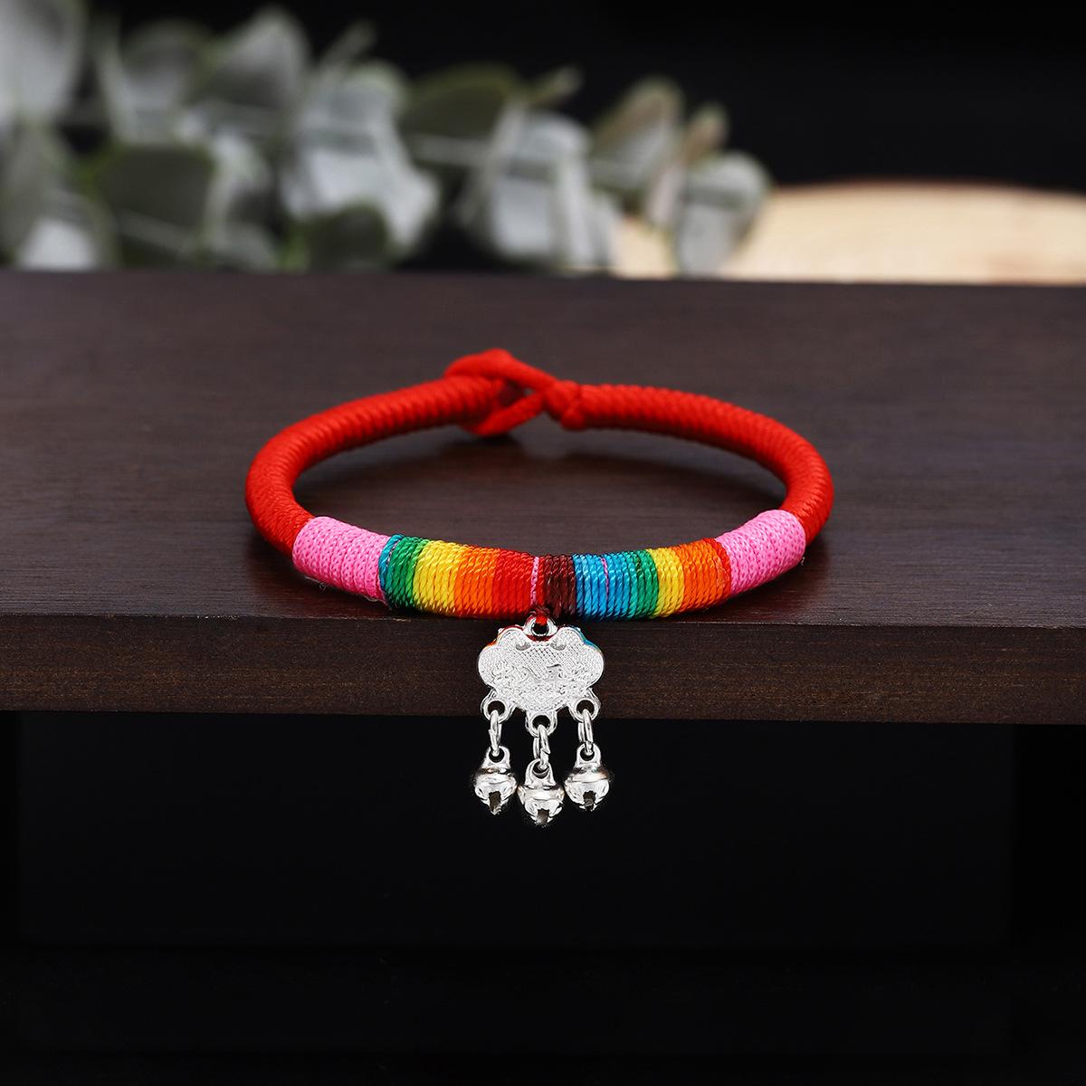 

Тибетский пэчворк веревочный браслет с колокольчиком долголетия