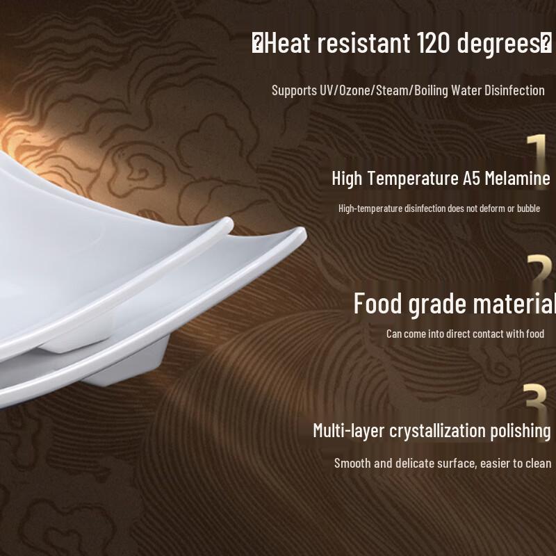 Jiubing Melamine White Rectangular Serving Plates