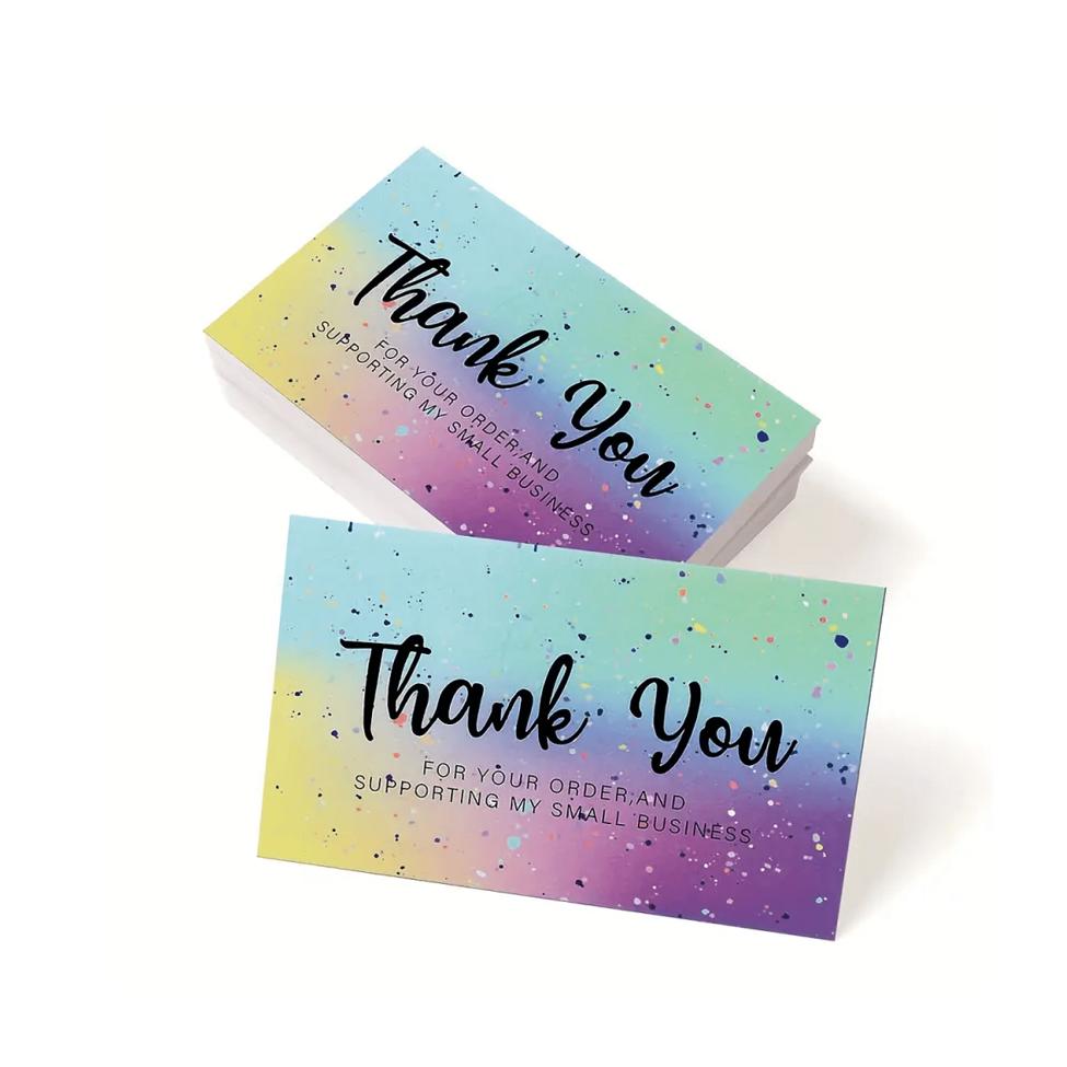 50pcs Thank You Cards, for Online Retailers Small Business Owners, Commercial Decoration Stickers Label Cards Gift Packaging Gif