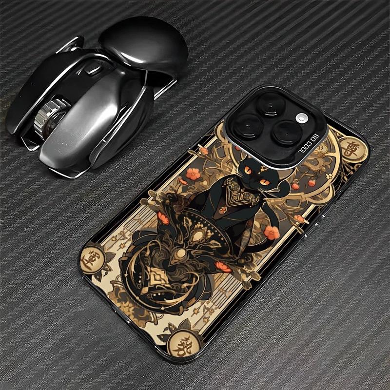 Lucky Cat Mobile Phone Case Is Suitable for Apple 16 Guochao Iphone16promax Gilt 16 Rich 15 Niche Cats