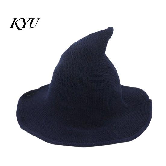 Wide Brim Sun Hat Women Pointed Witch Hat, Foldable Knitted Cap, Halloween Masquerade Party Prop Cosplay for Autumn Winter, Themed Costume Accessory