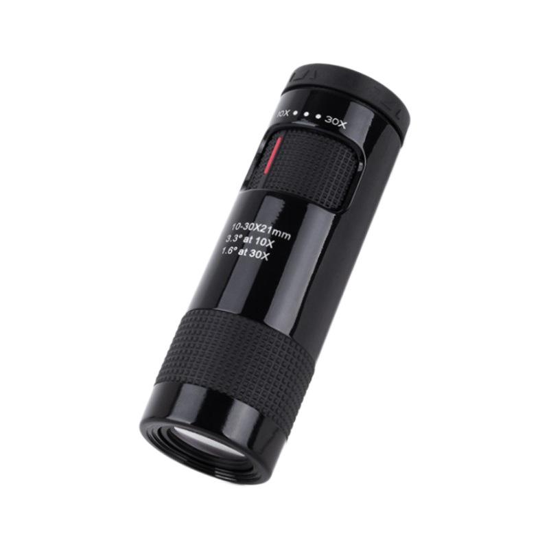 HD 10-30x21 Pocket Zoom Monocular: High-Magnification Portable Telescope Available in Three Colors