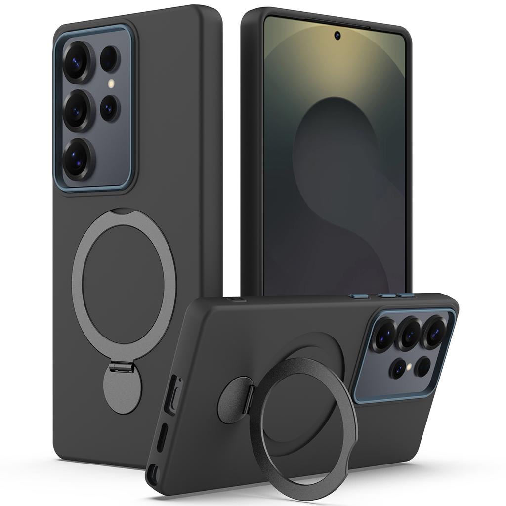 For Samsung Galaxy S25 Ultra Magnetic Case Rotating Ring Kickstand TPU + PC Back Cover