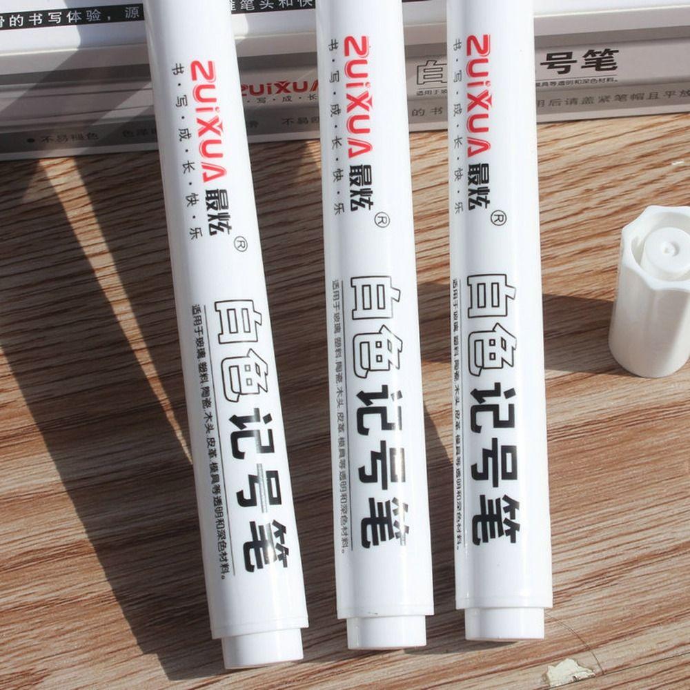 3pcs Waterproof White Permanent Paint Pen Smooth Writing Oily Marker Pen  Rock Painting