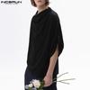 INCERUN Herren Swingkragen Halbarm Lässige Übergroße T-Shirts Tops