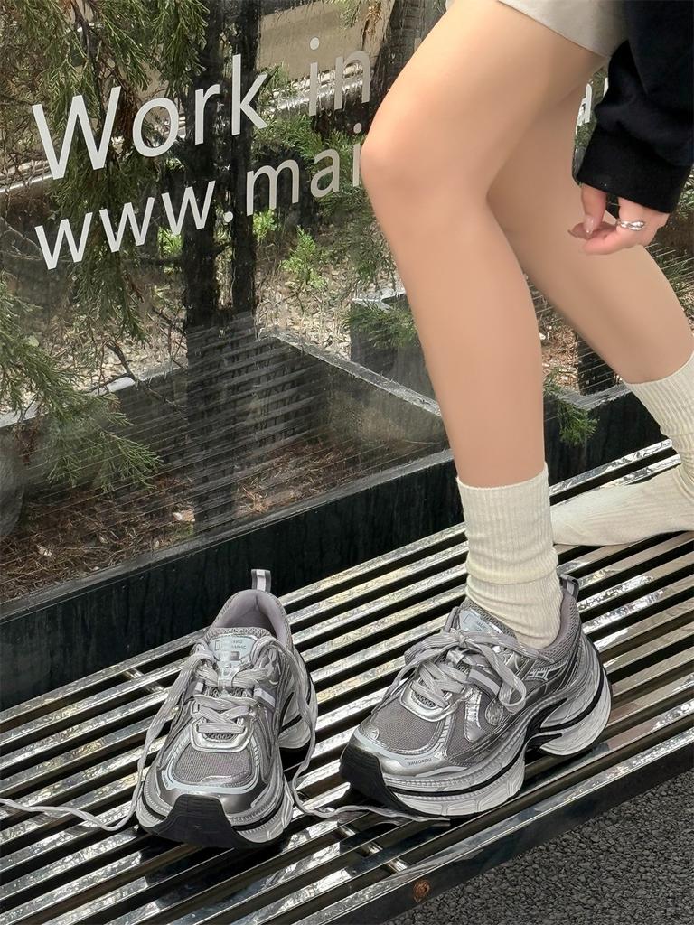 thick-soled leather dad shoes women's autumn new casual sports shoes small height increase color matching mesh breathable