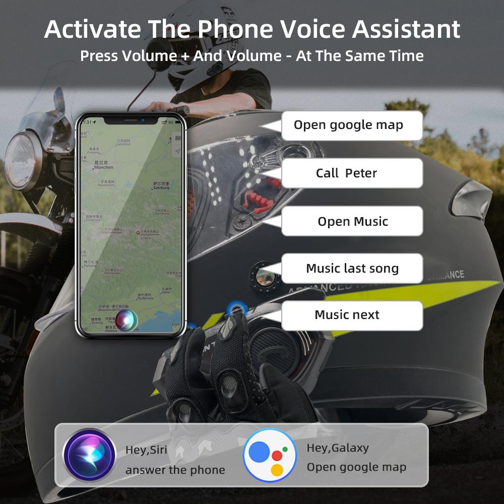 WAYXIN T2 Motorradhelm-Headset für 2 Fahrer Bluetooth Intercom-Kopfhörer Moto Communicator Lautsprecher Interphone Headset Biker