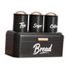 4-teiliges Küchen-Brotkasten- und Organizer-Set mit Kaffee-, Tee- und Zuckerdosen Stabiler Metall Deckel