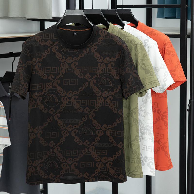 Summer Ice Short Sleeve Men's Fashion Loose Fit Versatile Casual T-Shirt Trendy Top