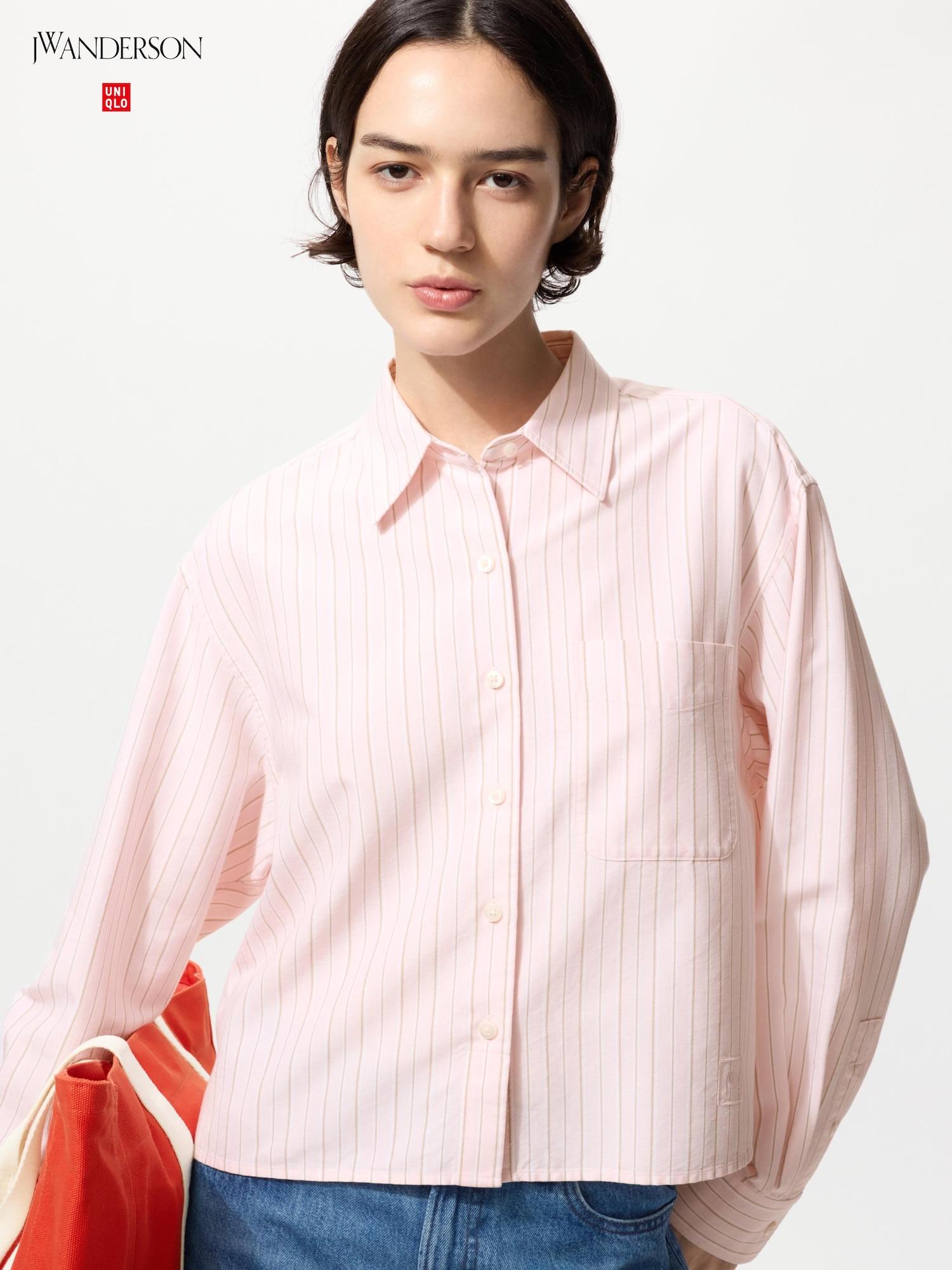 

Uniqlo Оксфордская рубашка бокси, длинный рукав, в полоску 11 PINK/WOMEN XS